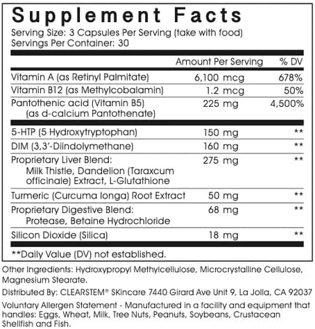 Suplemento hormonal para el acné 5HTP CLEARstem