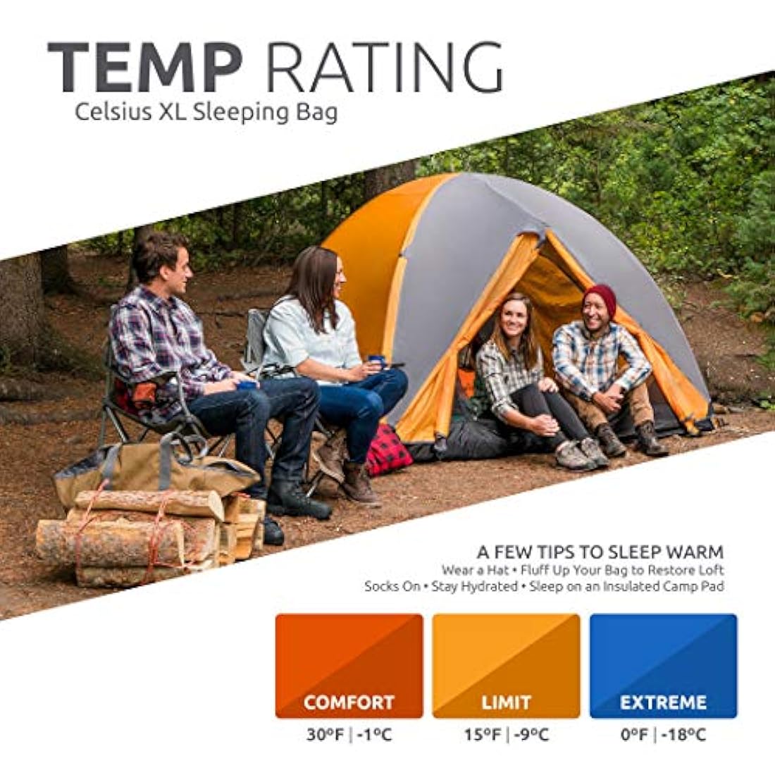 TETON Sports Celsius XL Saco de dormir; ideal para acampada