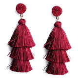 Aretes de borla de colores diseño bohemio con borla