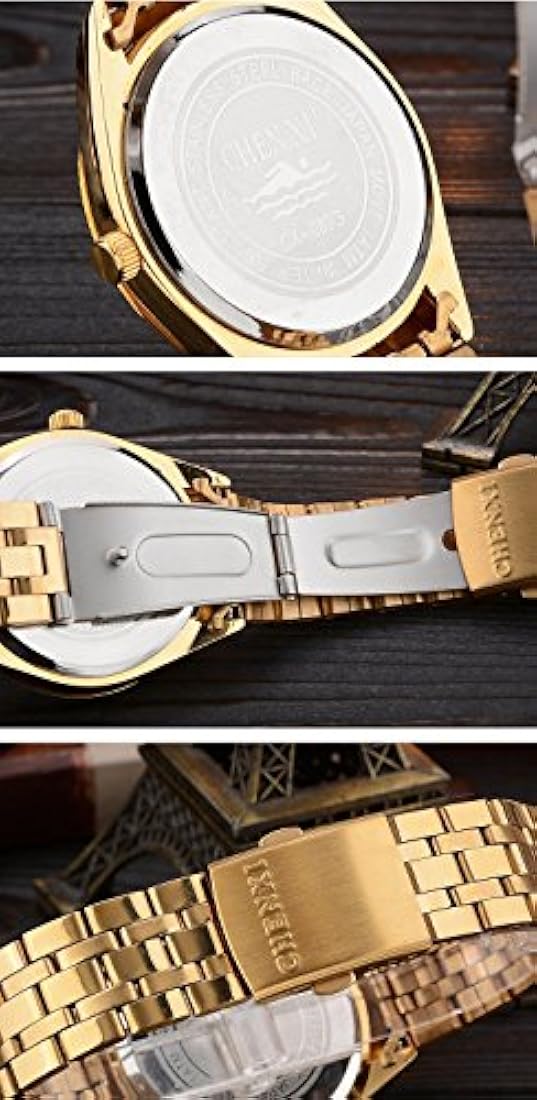 Fanmis - Reloj de pulsera analógico de cuarzo dorado
