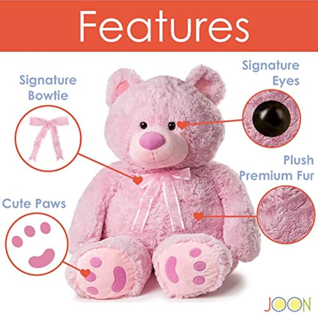 JOON Oso de peluche enorme, color rosa