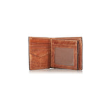 Billetera plegable de piel con bloqueo RFID para hombre