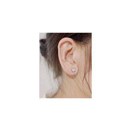 Aretes de tuerca con clip de circonita cúbica para mujeres