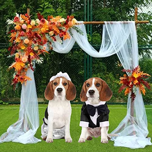 Camisa para perro, ropa para cachorros, traje de boda para mascotas, esmoquin formal con lazo negro, traje de perro para perros pequeños, medianos y gatos, atuendo de matrimonio para perros, disfraz de príncipe, ropa de caballero