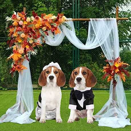 Camisa para perro, ropa para cachorros, traje de boda para mascotas, esmoquin formal con lazo negro, traje de perro para perros pequeños, medianos y gatos, atuendo de matrimonio para perros, disfraz de príncipe, ropa de caballero