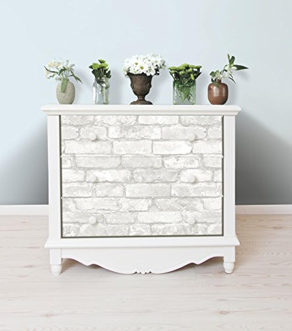Papel pintado de ladrillo blanco con adhesivo