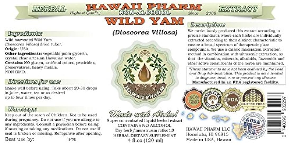 Wild Yam alcohol-free Extracto de líquido, Wild Yam
