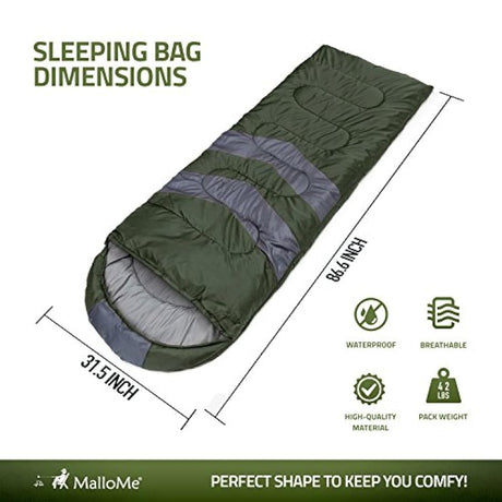 Saco de dormir para acampada, 3 estaciones, cálido y frío