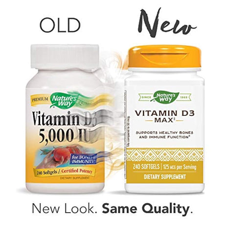 Nature's Way Vitamina D3 Max, 125 mcg por porción, 240 cápsulas blandas
