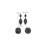 Aretes colgantes de 2 hojas con cristales negro claro