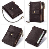 Boshiho billeteras de piel real RFID bloqueo bifold  hombres