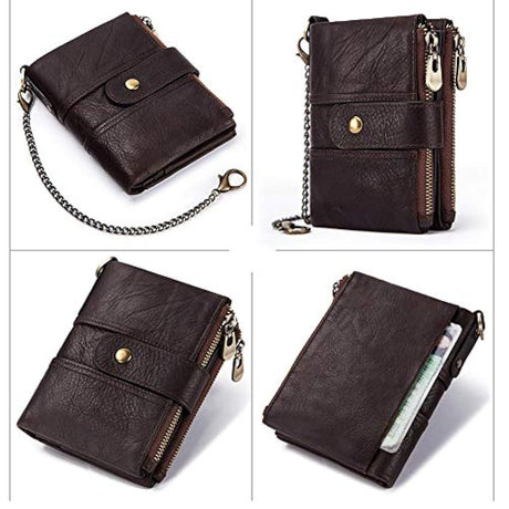 Boshiho billeteras de piel real RFID bloqueo bifold  hombres
