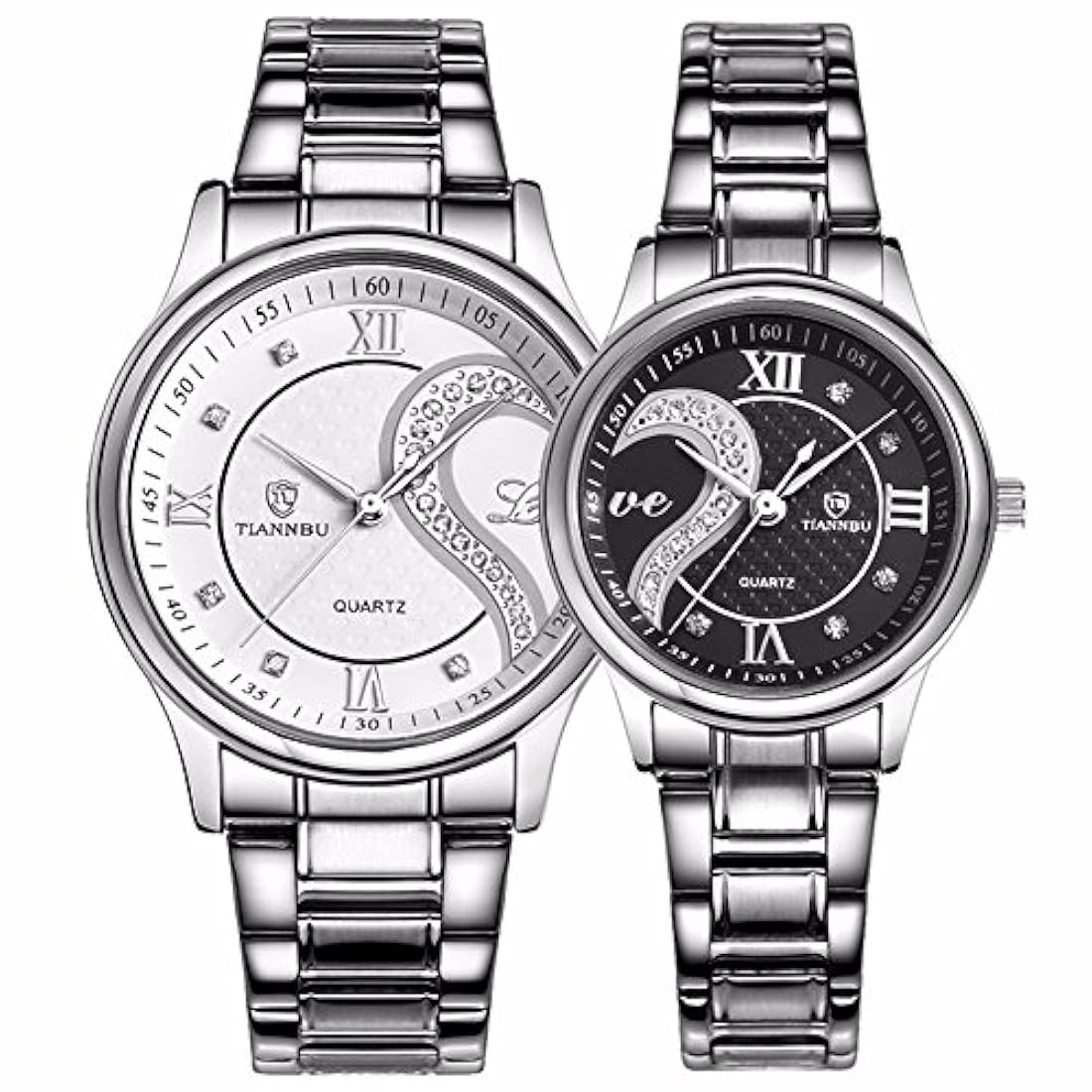 Relojes de pulsera de corazones de acero inoxidable
