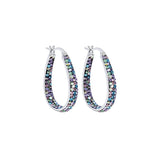 Aretes de aro ovalados chapados en plata