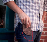 Cartera de bolsillo frontal de piel auténtica americana