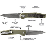 Cuchillo de bolsillo fusible hoja de borde plano salvia
