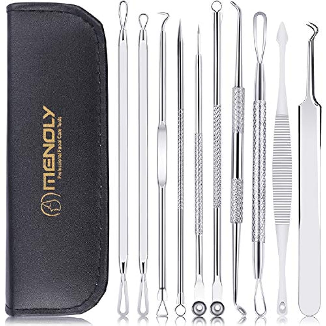 Kit de herramientas para removedor espinillas, 10 unidades, herramienta extractora de espinillas, kit de acné para puntos negros, puntos blancos, eliminación de zit