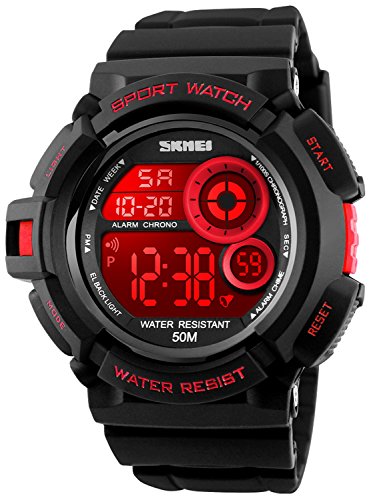 Fanmis Military Multi Function Digital LED Reloj de cuarzo Resistente al agua Electrónica Sport Relojes Rojo