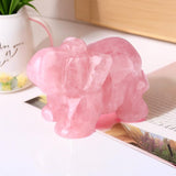 QINJIEJIE Decoración de elefante de cuarzo rosa,  cristales
