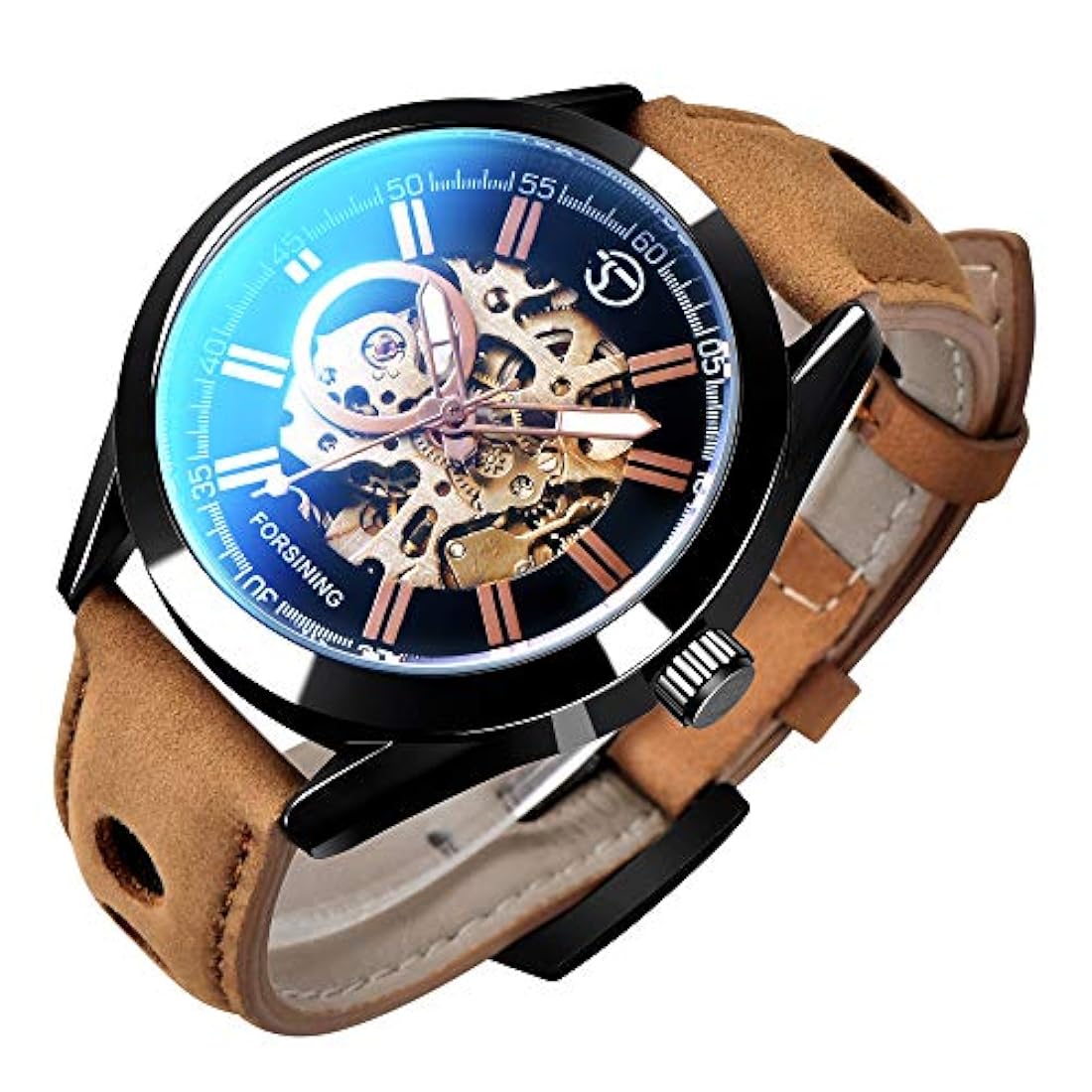 Relojes para hombre, esqueleto mecánico automático