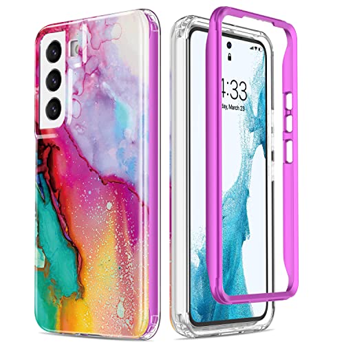 ESDOT Funda para Samsung Galaxy S22 Plus, grado militar, prueba de caída de 21 pies, resistente con diseños de moda para mujeres y niñas, funda protectora para Galaxy S22+ Plus 6.6 pulgadas, estampado mármol ópalo colorido