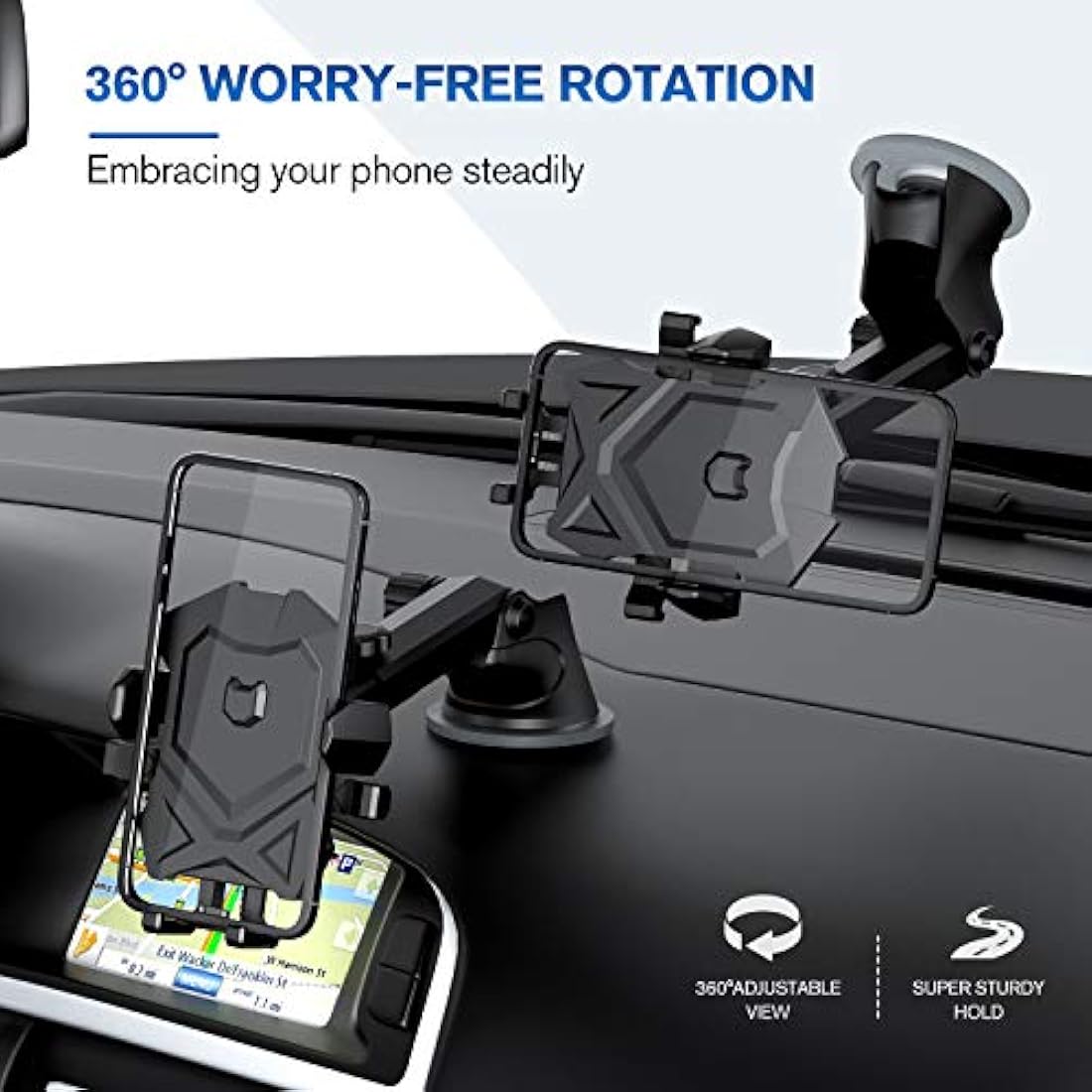 Soporte de teléfono para coche, universal, cuello largo