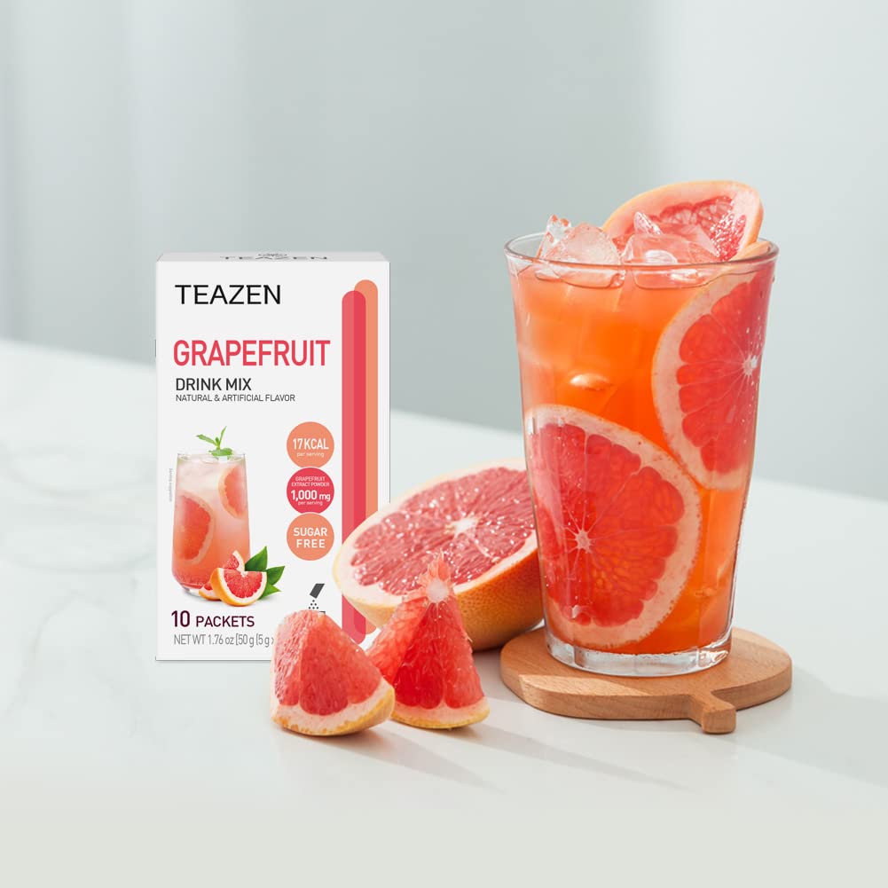 TEAZEN Té de Toronja Sin Azúcar, Hibisco y Verde, 10 Pks