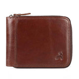 Cartera de piel con cierre  para hombre }