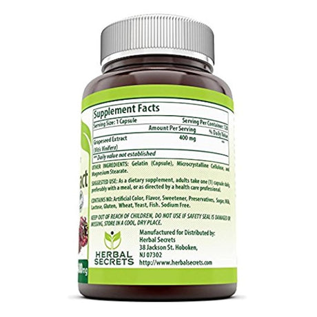 Herbal Secrets Extracto de semilla de uva 400mg, 1