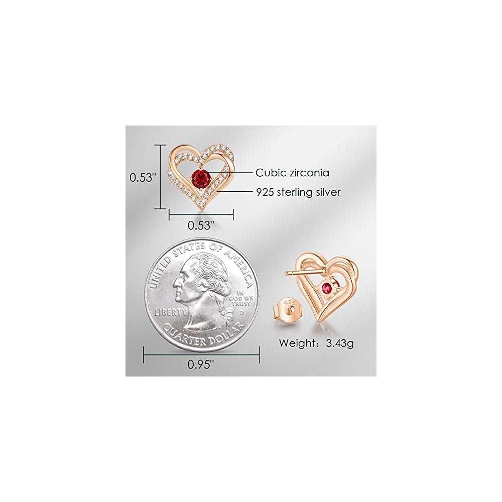 Aretes de plata chapados en oro rosa con piedra para mujeres