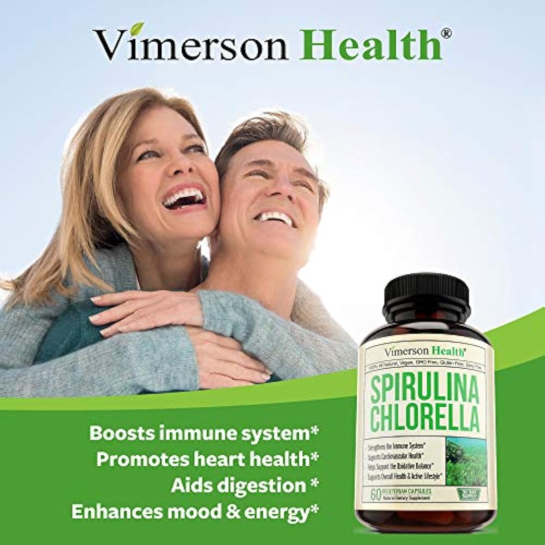 Spirulina Clorella Superfood Verde Orgánico.