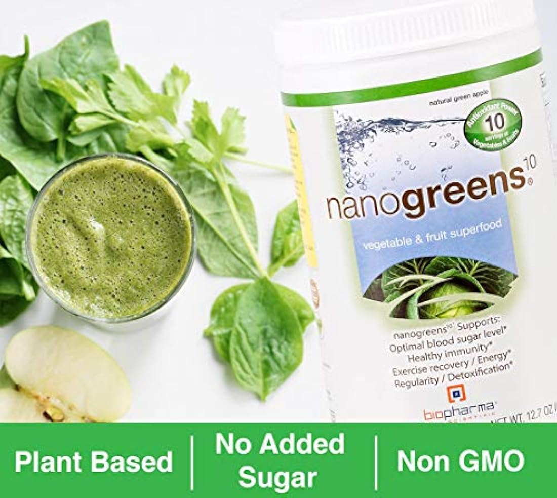 Producto  preparar bebida Biopharma Scientific NanoGreens 10