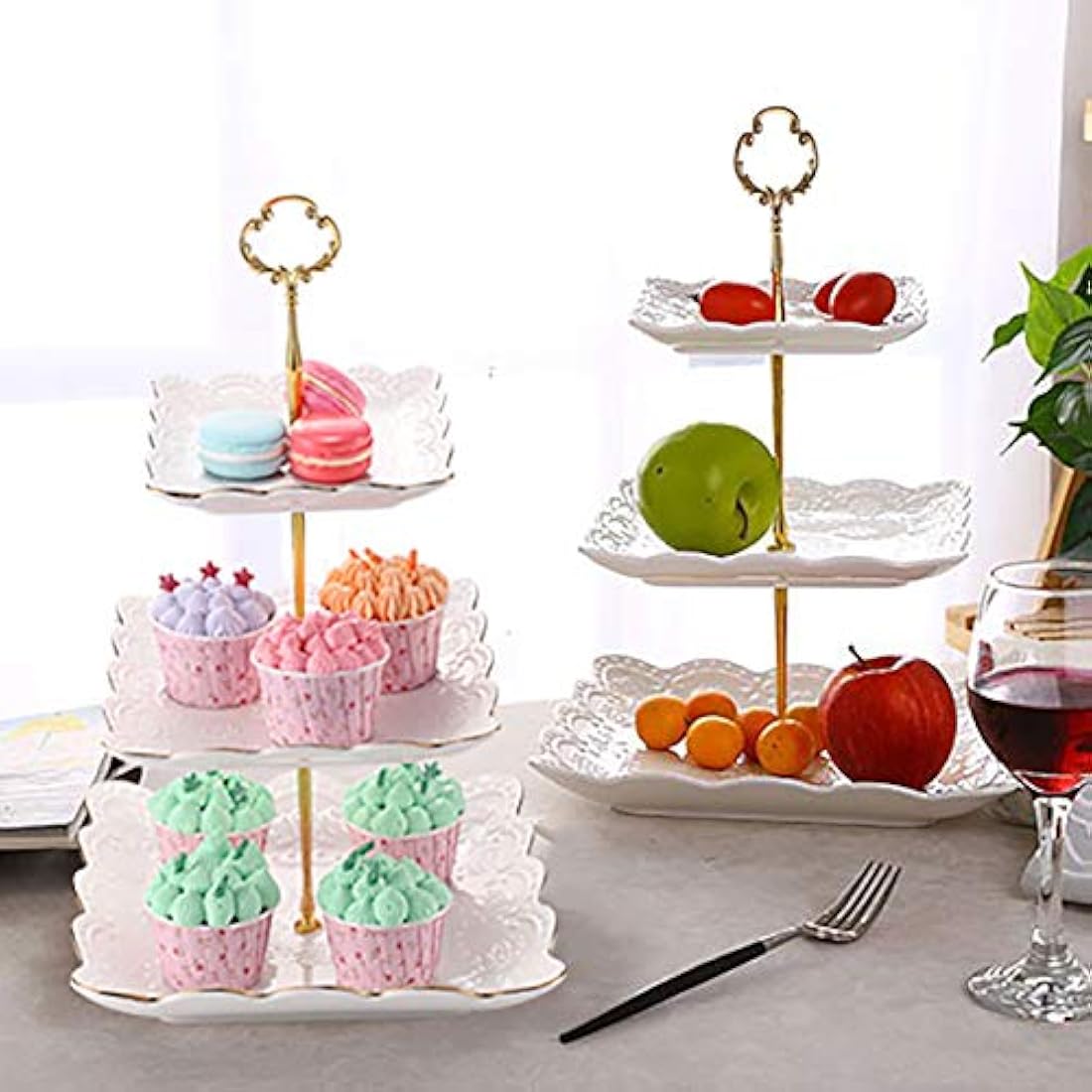 Bases para pasteles Soporte cuadrado de porcelana