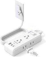 Regleta de alimentación de enchufe plano, cable de extensión
