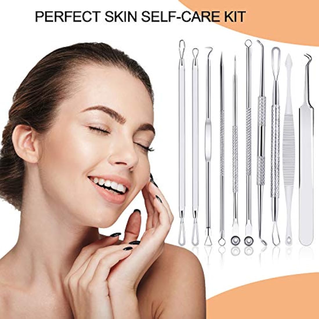 Kit de herramientas para removedor espinillas, 10 unidades, herramienta extractora de espinillas, kit de acné para puntos negros, puntos blancos, eliminación de zit