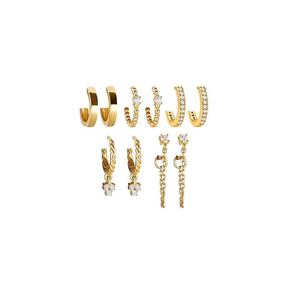 Aretes de aro colgantes dorados  para mujeres