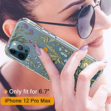 GiiKa Funda para iPhone 12 Pro Max con protector de pantalla, transparente de cuerpo completo a prueba de golpes de protección floral niñas mujeres caso duro con TPU parachoques cubierta teléfono caso para iPhone 12 Pro Max, flores verdes