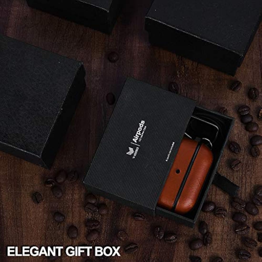 V-MORO - Funda de piel compatible con Airpods Pro Marrón