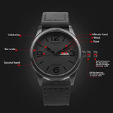 Reloj de pulsera de cuero negro para hombres