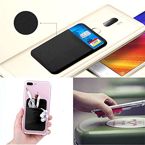 Paquete de 4 soportes para tarjetas de teléfono celular con adhesivo adhesivo para la parte posterior del teléfono, fundas elásticas para tarjetas de identificación, bolsillo para tarjetas de crédito, billetera para teléfonos inteligentes Android