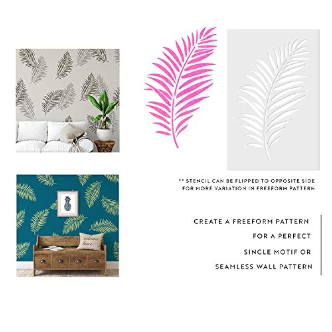 Plantilla de pared con patrón de hoja de palma