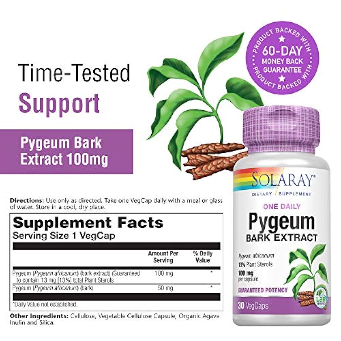 Solaray Extracto de uno diario Pygeum 100 mg 30 Count