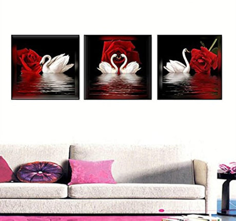Amoy Art – Cisnes y rosas, modernas reproducciones en lona