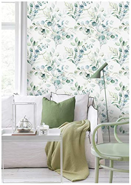 Papel pintado para pared de vinilo estilo botánico(14.5 ft2)