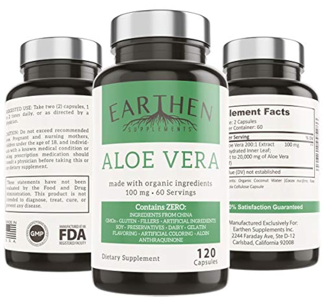 Suplemento aloe vera orgánico equivalente a 20,000 mg- RAW