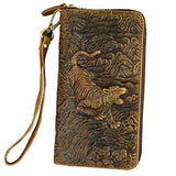 Le'aokuu Funda de piel auténtica para hombre, estilo vintage