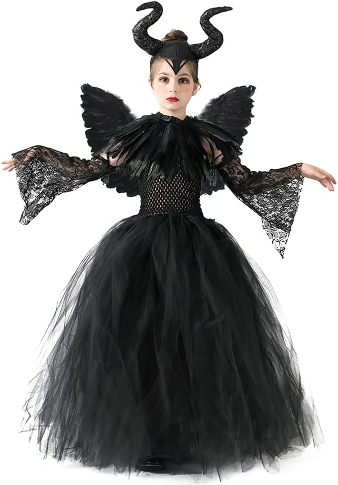 Disfraz de Bruja para Niñas OBEEII, Vestido de Tul de Halloween
