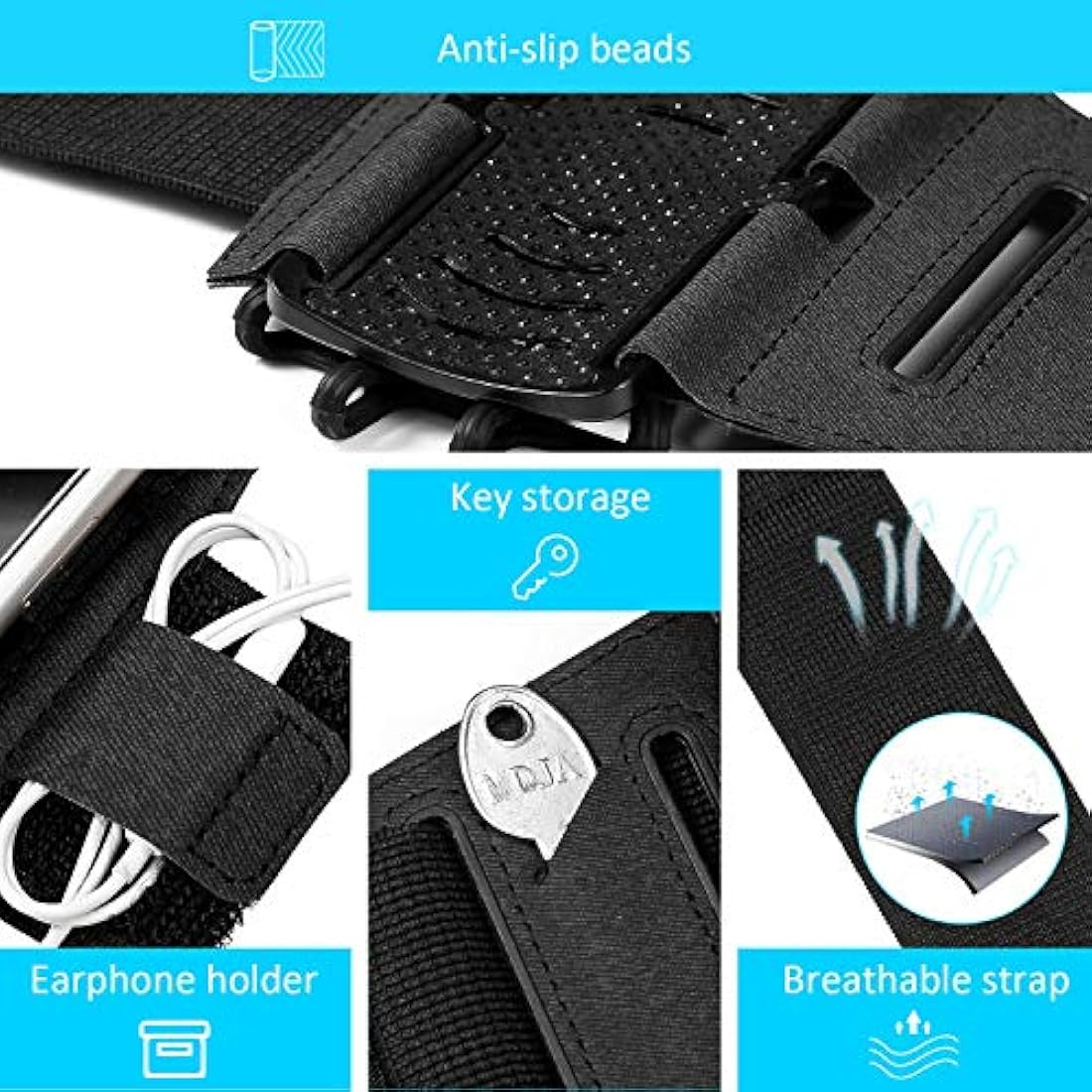 Brazalete deportivo ligero para celular universal Negro