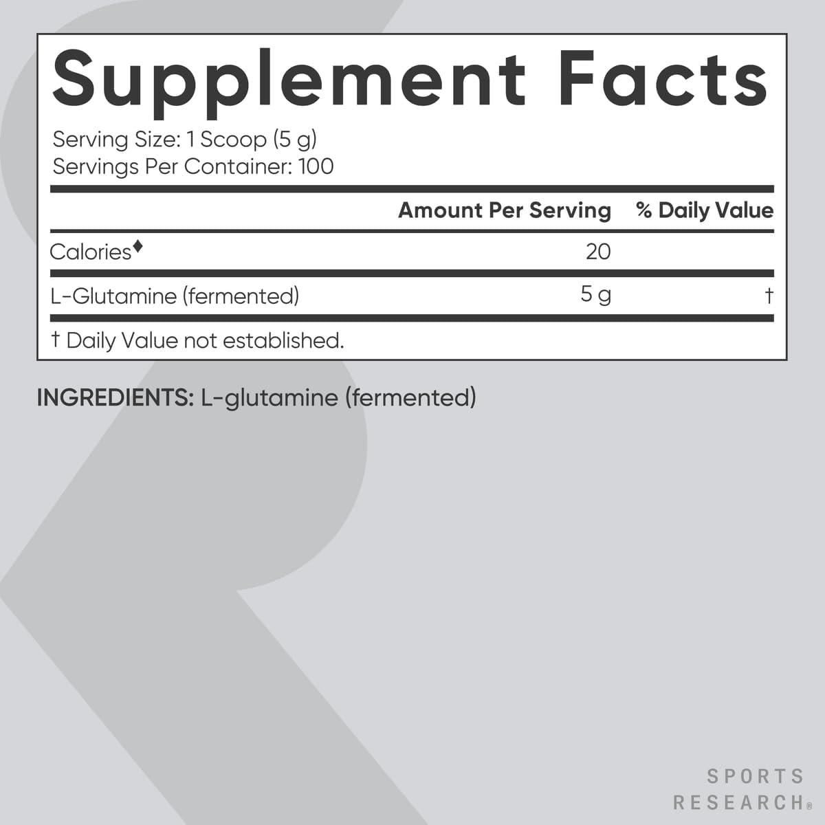 L-Glutamina en Polvo - Sports Research - Recuperación y Salud