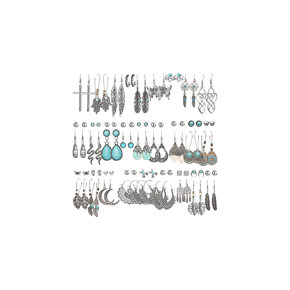 Aretes colgantes de plata bohemia para mujeres